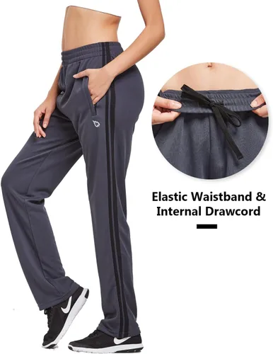 Vista 4 de BALEAF Pantalones deportivos para mujer, pantalones deportivos con bolsillos con cremallera, pantalones deportivos para correr