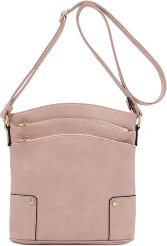 Vista 16 de Bolso cruzado grande con triple bolsillo con cremallera.
