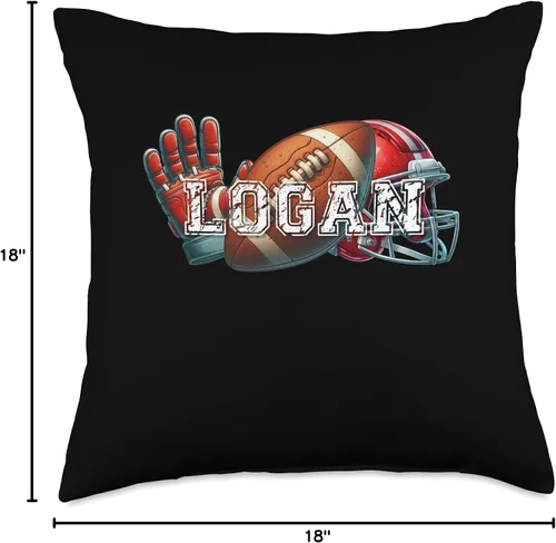 Vista 4 de Logan Football - Almohada con nombre personalizado