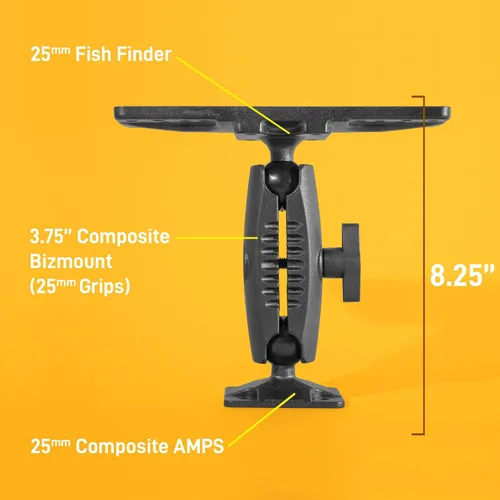 Vista 2 de iBOLT Buscador de peces electrónico marino universal compuesto de 0.984 in / 1 pulgada a base de taladro con patrón AMPS rectangular compuesto