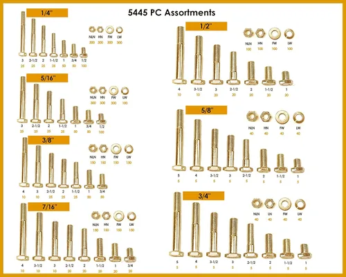 Vista 3 de Titan 5,445 piezas Grado 8 Juego surtido de hardware grueso con tornillos de casquete hexagonal, tuercas hexagonales, arandelas y dos contenedores