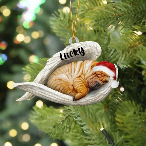 Vista 21 de America Bulldog Sleeping Angel Christmas - Adorno acrílico plano para perro, regalo conmemorativo para perro, adorno personalizado con nombre