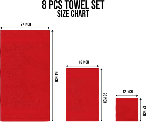 Vista 7 de Towel and Linen - Juego de toallas Mart color borgoña, 2 toallas de baño, 2 toallas de mano y 4 paños de 2 capas de baja torsión de 600 GSM, hilado