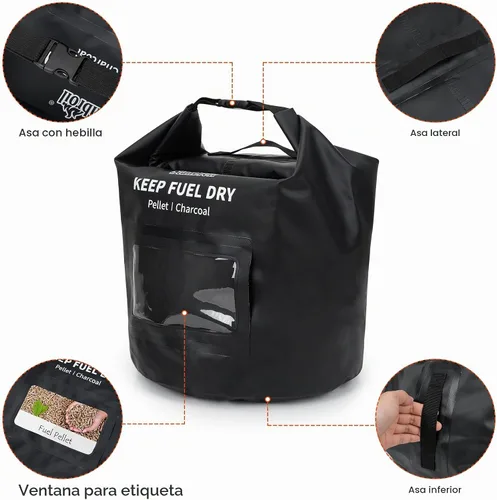 Vista 4 de Stanbroil Bolsa de almacenamiento de pellets de madera de 20 libras, contenedor de tela impermeable al aire libre para pellets, carbón, astillas