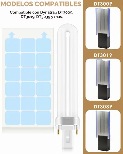 Vista 2 de TINDTOP 9W 21050 Bombillas y kit de placas de pegamento de repuesto para Dynatrap Tableros de pegamento azul