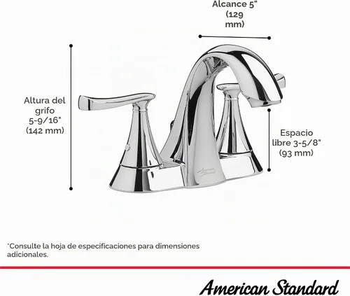 Vista 5 de American Standard 7413201.295 Chatfield - Grifo de baño con 2 manijas y centro de 4 pulgadas, 1.2 GPM, níquel cepillado