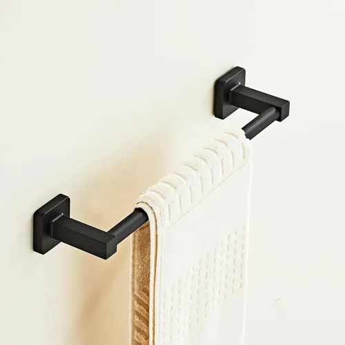 Vista 3 de Toallero de baño negro mate de 12 pulgadas, accesorios de baño, toallero grueso de acero inoxidable para baño, toallero montado en la pared