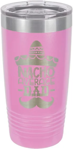 Vista 8 de NACHO AVERAGE DAD BLACK Vaso de bebida de 20 onzas con pajita Taza de viaje grabada con láser Comparar con Yeti Rambler Idea de regalo papá