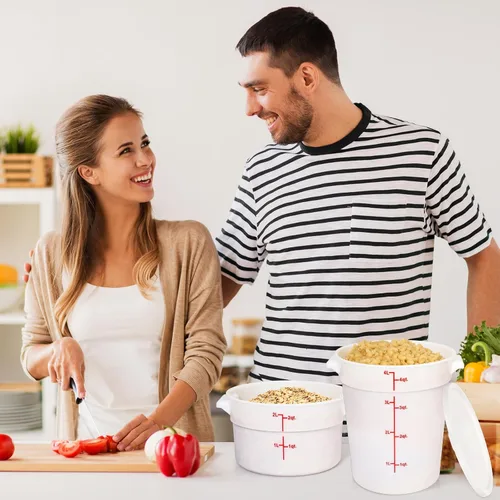 Vista 5 de 4 recipientes de almacenamiento de alimentos con tapas de 2 cuartos de galón de 4 cuartos de galón a prueba de masa, recipientes comerciales