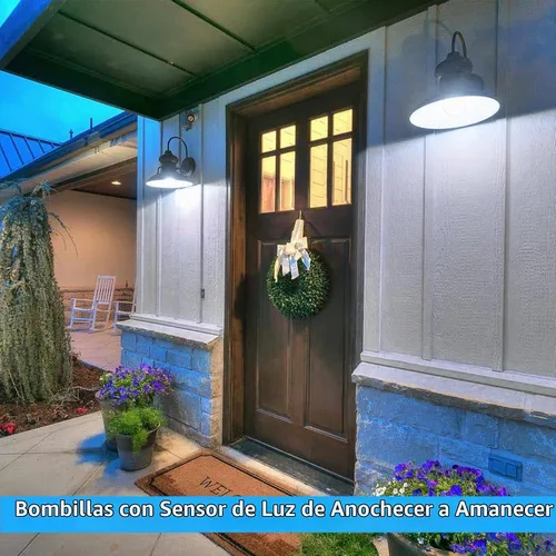 Vista 2 de SHINE HAI Bombillas con sensor de luz del atardecer al amanecer, bombillas LED A19 de 12 W de encendido y apagado automático, 1200 lúmenes, base