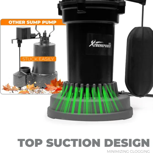 Vista 2 de XtremepowerUS Bomba sumergible automática de sumidero de aleación de aluminio con interruptor de flotador vertical integrado, cable de 10 pies, 115