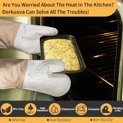 Vista 4 de Guantes de horno lindos, manoplas de cocina, guantes de horno para la cocina, guantes de horno para la cocina, guantes de horno de silicona lavables
