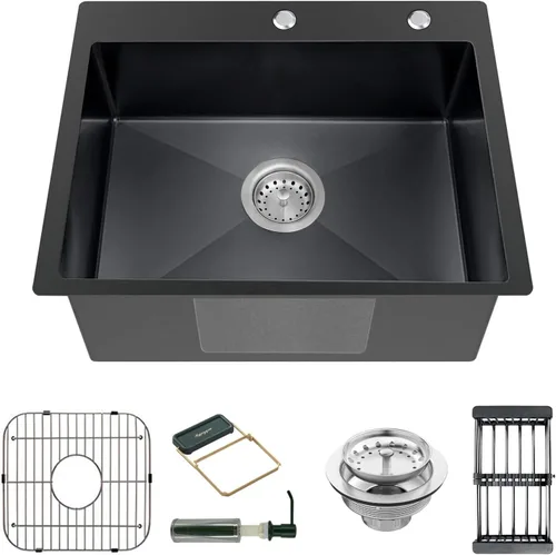 Vista 10 de Fregadero de cocina y bar, fregadero de cocina de acero inoxidable de 15 x 17 pulgadas de empotrar, fregadero de bar moderno de un solo tazón