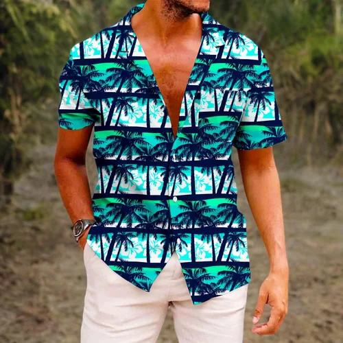 Vista 191 de KYKU - Camisa hawaiana funky para hombre, ropa tropical para vacaciones en Palm Beach
