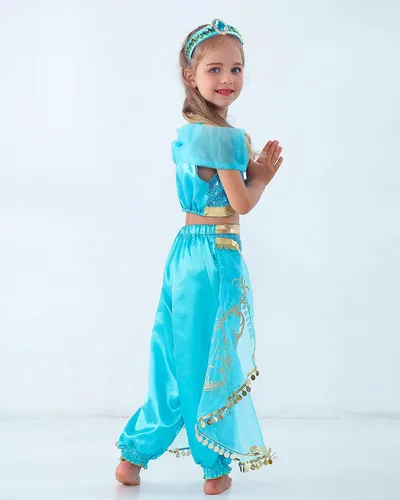 Vista 3 de Disfraz de princesa para niñas con accesorios de diadema para Halloween y cosplay