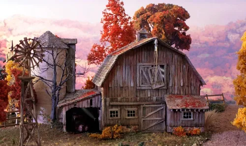 Vista 4 de Woodland Scenics BR5038 Old Weathered Barn Built & Ready Kit, escala HO