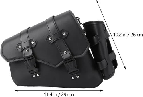 Vista 5 de Homoyoyo Bolsa de brazo oscilante, basculante para motocicletas, basculante de motocicleta con soporte para botella de agua, cuero sintético negro