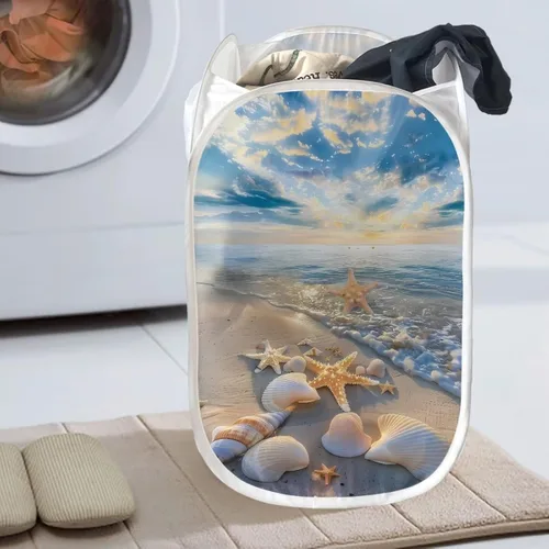 Vista 2 de AFPANQZ Cesta plegable de malla para ropa sucia, plegable, portátil, para guardar lugar para el hogar, fácil de plegar para viajes, 13.5 x 13.5 x 21