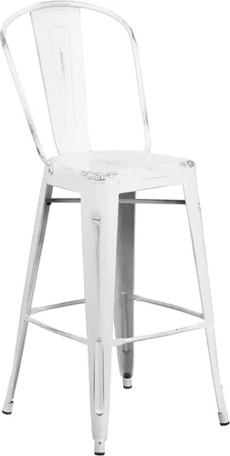 Vista 45 de Taburete Flash Furniture de bar, hecho de metal para interior y exterior, Metal, Negro