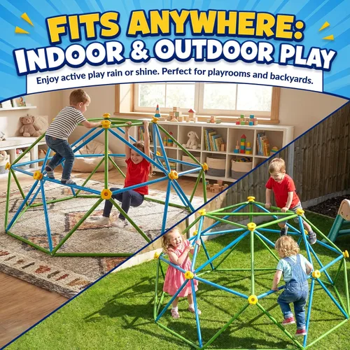 Vista 2 de Gardenature Domo de escalada de 6 pies para niños de 3 a 8 años, gimnasio de selva para interiores y exteriores, escalador de cúpula geométrica que