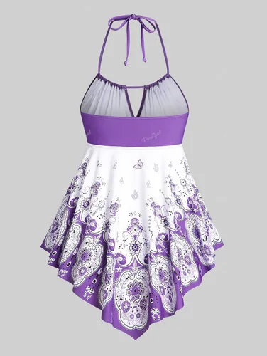 Vista 2 de ROSE GAL Rosegal Plus Size Three Piece Skirt Tankini Swimsuit