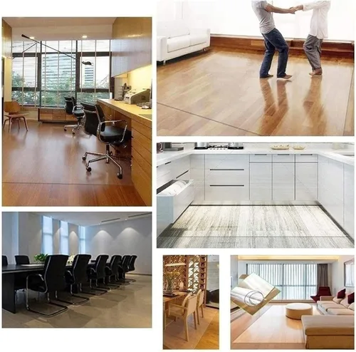 Vista 3 de Rollo de camino transparente para madera dura resistente, tapete protector de alfombra para el hogar, extra grande para puerta, sala de estar