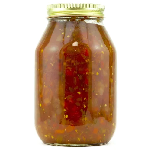Vista 4 de Amish Wedding Salsa, frasco de vidrio de 32 onzas, calor medio