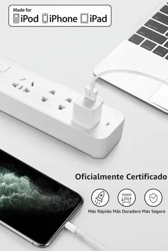 Vista 2 de Paquete de 4 cables de carga Lightning a USB con certificación MFi de Apple, compatible con iPhone 14/13/12/11 Pro/11/XS MAX/XR/8/7/6s Plus, iPad