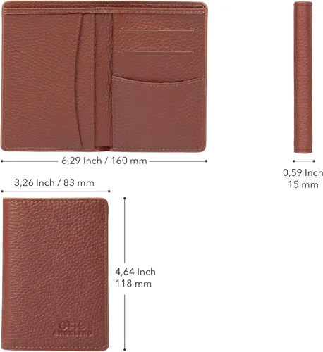 Vista 2 de Otto Angelino Cartera de piel plegable - Estilo pasaporte - identificación, tarjetas bancarias y efectivo, bloqueo RFID - Unisex