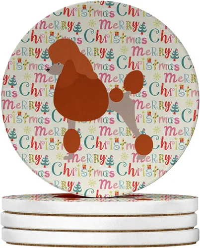 Vista 17 de AIDI Atlas Mountain Dog Merry Christmas - Posavasos grandes de piedra arenisca, paquete de 4