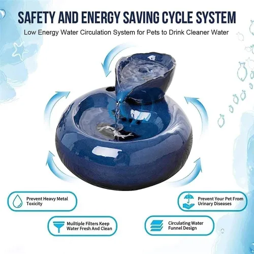 Vista 4 de REAGAR Fuente de agua de cerámica para gatos, dispensador automático de bebidas para mascotas, súper silencioso, para gatos, gatitos, perros, Negro