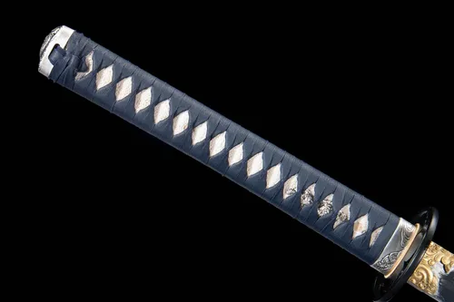 Vista 6 de Espada katana templada de arcilla T10 forjada a mano