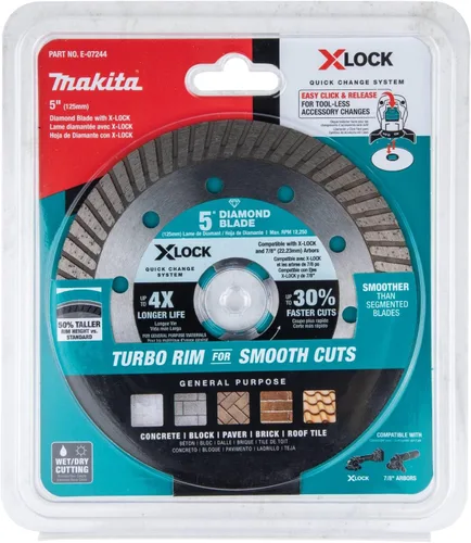 Vista 7 de Makita E-07244 X-Lock 5" Turbo Rim Diamond Blade para corte de mampostería