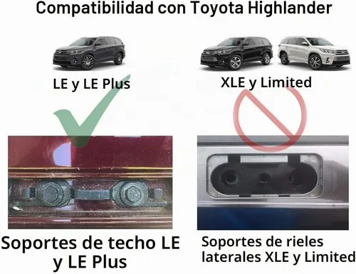 Vista 2 de BRIGHTLINES Barras Transversales Aero para Portaequipajes en el Techo, Reemplazo para Toyota Highlander LE y LE Plus 2014-2019