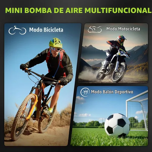 Vista 8 de WORKPRO Mini bomba eléctrica de la bici, inflador portátil del neumático