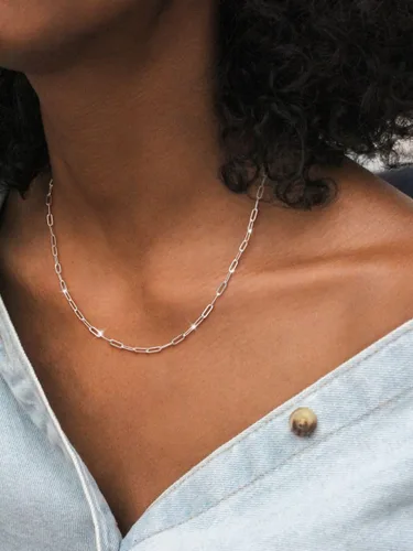 Vista 3 de MBW Collar de cadena de clip de plata para mujer, delicado collar de gargantilla de plata de ley para mujer, collar de eslabones simples, largos