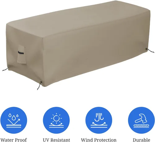 Vista 3 de Covers & all Funda rectangular para hoguera, forma rectangular, 12 onzas, impermeable, resistente a los rayos UV y a la intemperie, para patio