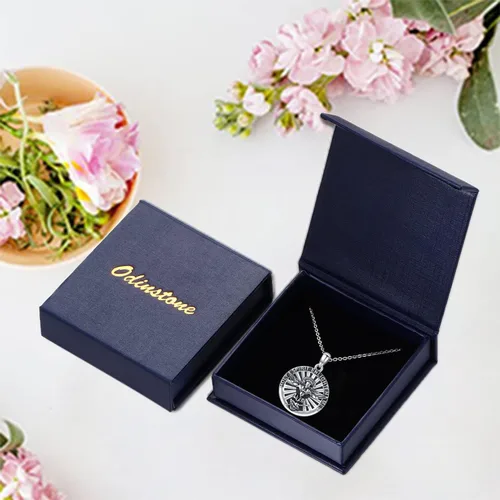 Vista 9 de Odinstone 925 Sterling Silver Amulet Necklace, Virgin MaryFirst Holy CommunionHoly SpiritEye of HorusGuardian Angel Wings Necklace Protection