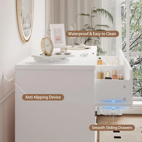 Vista 5 de Xixini Cómoda para dormitorio, cómoda moderna de 6 cajones con base resistente en forma de X, organizador de almacenamiento de ropa doble de madera