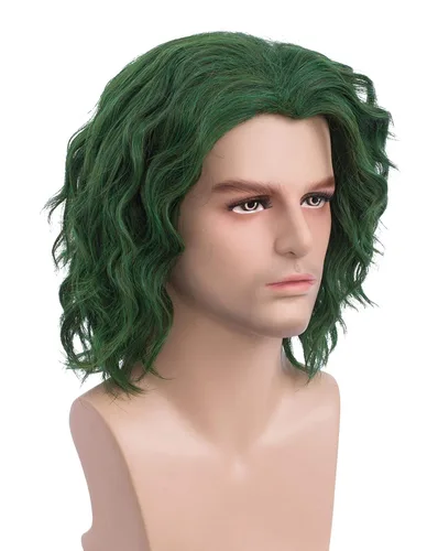 Vista 2 de Pelucas verdes para hombres disfraz peluca de pelo corto