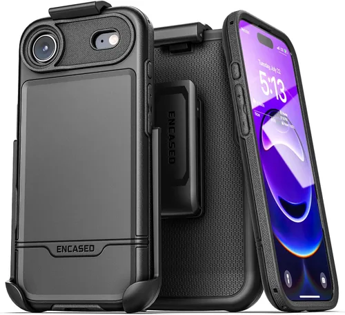 Vista 24 de ENCASED Funda para cinturón con clip para iPhone 11 (2019 Rebel Armor) Funda protectora resistente de cuerpo completo con soporte (Negro)