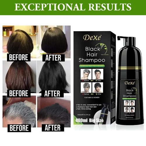 Vista 5 de Dexe - Champú de tinte para el cabello, 14.1 onzas líquidas, cobertura de cabello gris, tinte para cabello negro, champú de color para el cabello