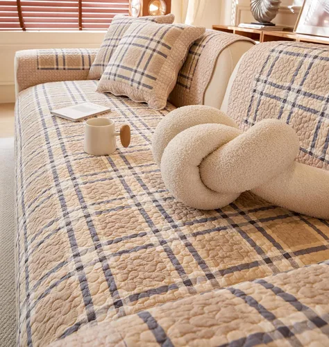 Vista 96 de vctops - Funda de sofá de Navidad a cuadros Buffalo Check de algodón, fundas de sofá seccional acolchadas de patchwork, funda de sofá antideslizante