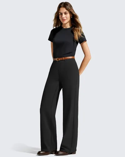Vista 7 de G4Free EverGoing - Pantalones de vestir de pierna ancha para mujer con Negro