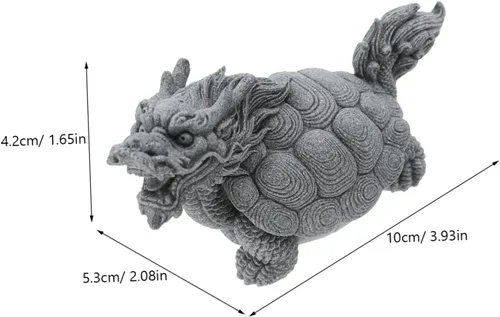 Vista 2 de Toddmomy Decoración para el hogar, figura de tortuga, estatua decorativa de tortuga para pecera, adorno de prosperidad asiática gris