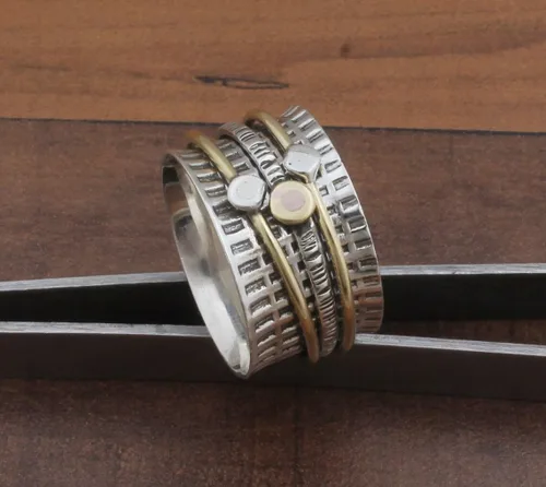 Vista 87 de Boho Spinner Ring, Mothers Day Gift, Silver 925 Women Ring, Sterling Silver 925 Ring, Fidget Spinner Ring,Women Silver Anxiety Ring