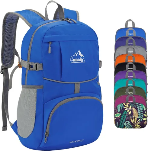 Vista 12 de WATERFLY Mochila de senderismo plegable: mochila de día de 25L ultra ligera para mujer y hombre - pequeña mochila plegable compacta para deportes al