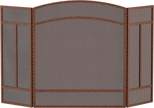 Vista 3 de Fire Beauty Pantalla para chimenea de 3 paneles de hierro forjado de 48 pulgadas de largo x 29 pulgadas de alto, cubierta de protección contra