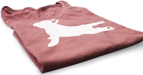 Vista 3 de Camiseta con clase, diseño de bulldog francés con texto en inglés "Pose Pose