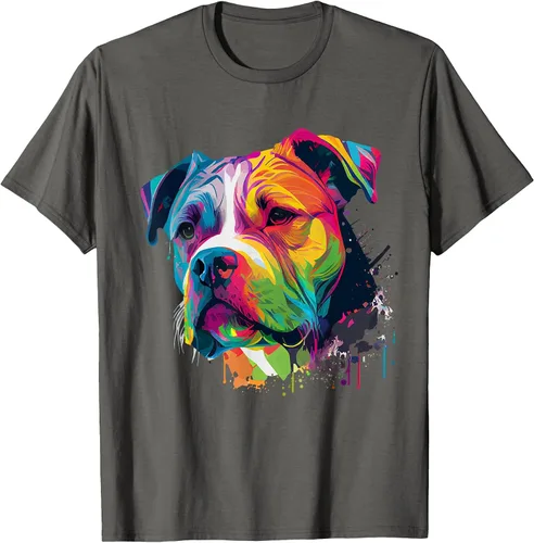 Vista 19 de Colorful American Bulldog American Bully Men Women T-Shirt Asphalt Grey